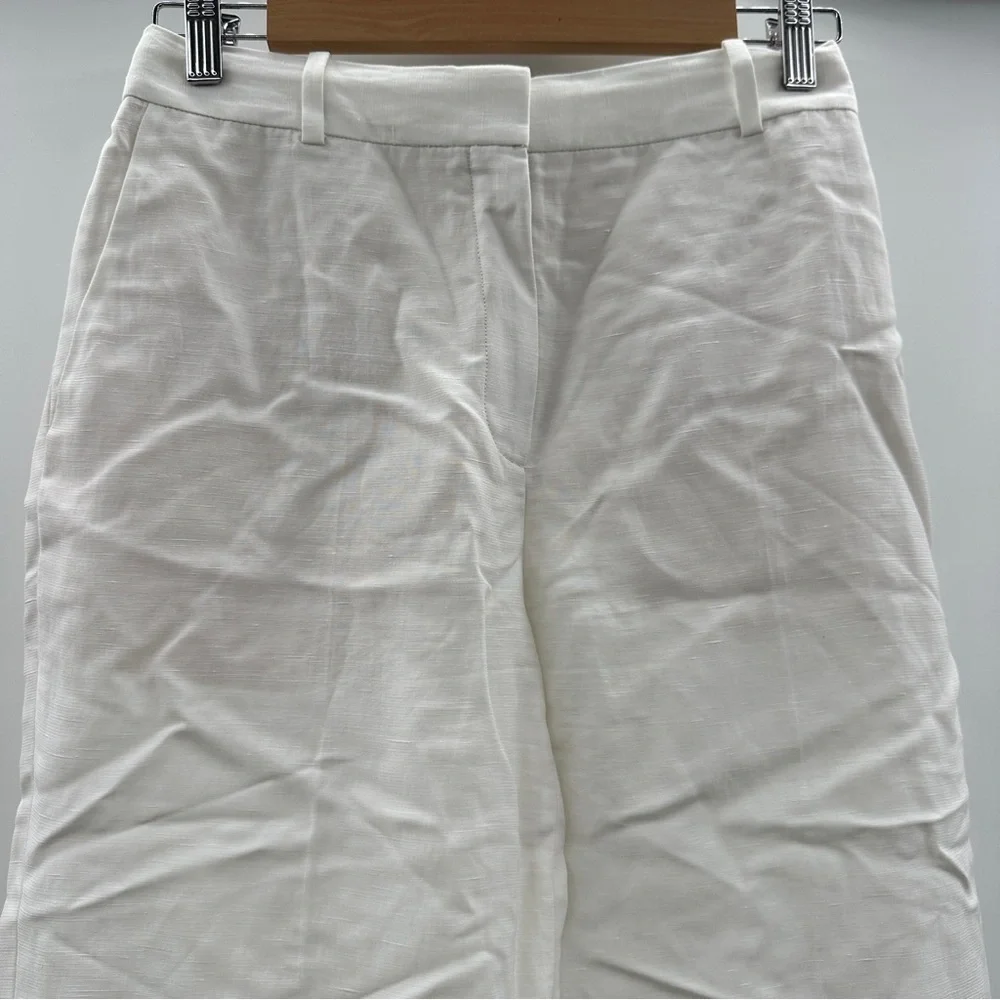 Babaton Agency Viscose Linen Blend High‎ Rise Straight Leg Pants in White Sz 4